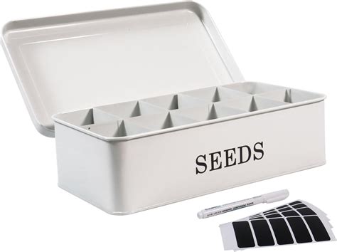 original metal seed box organiser|seed storage box with dividers.